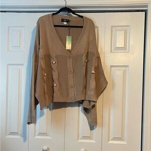 Cozy Tan Women's Cardigan with Button Detail